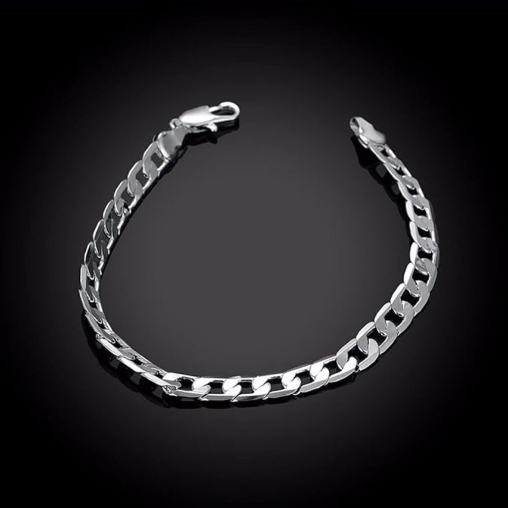 NWT 925 Sterling Silver 4mm Link Chain Bracelet 20cm/8in